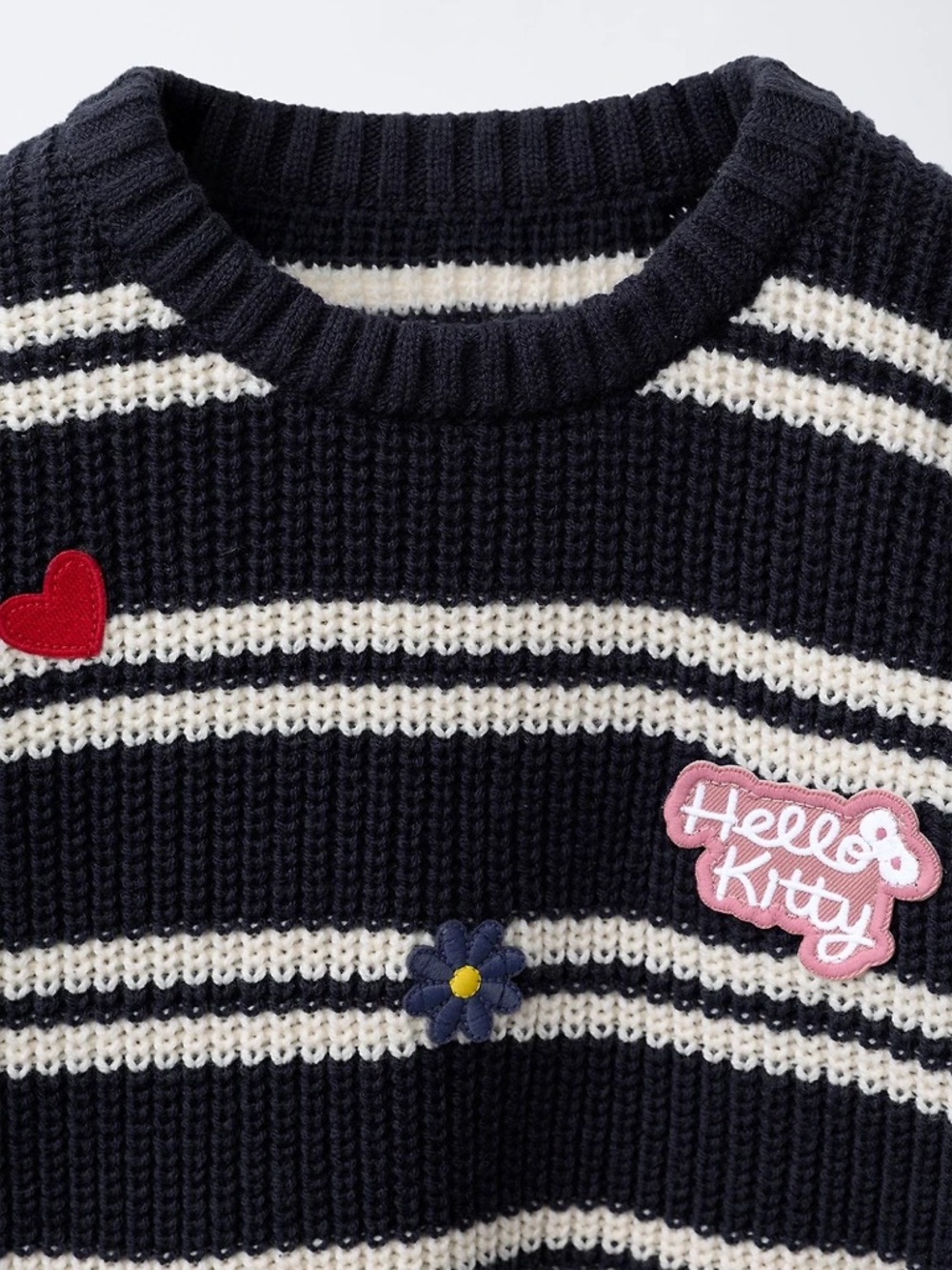 NWT Zara Kids Girls STRIPED KNIT HELLO KITTY SANRIO PATCH SWEATER Size 1.5 - Picture 3 of 8